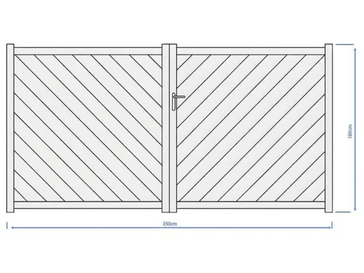 Vleugelpoort - Vol Aluminium - L350 X H180 Cm - Antraciet - Zerano