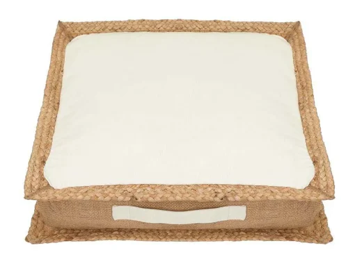 Vloerkussen Van Katoen En Jute - 45 X 45 Cm - Wit En Naturel - Peruvia