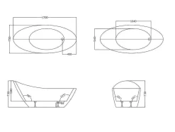 Vrijstaande Badkuip Natalia - Eenpersoons - 282L - 170X75X73Cm - Zwart