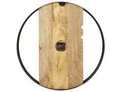 Wandklok In Twee Materialen - D61 Cm - Hout En Metaal - Licht Hout En Zwart - Galou