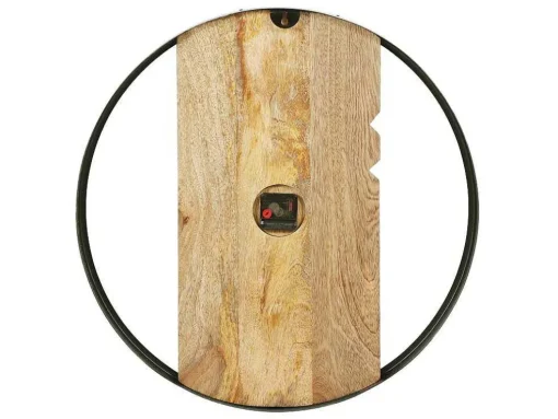 Wandklok In Twee Materialen - D61 Cm - Hout En Metaal - Licht Hout En Zwart - Galou