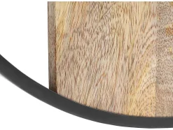 Wandklok In Twee Materialen - D61 Cm - Hout En Metaal - Licht Hout En Zwart - Galou