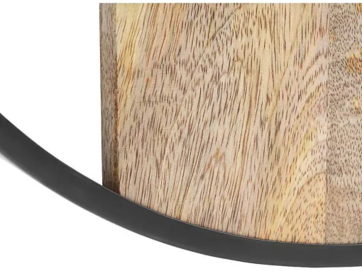Wandklok In Twee Materialen - D61 Cm - Hout En Metaal - Licht Hout En Zwart - Galou