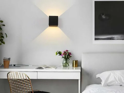 Wandlamp Met Ledverlichting Van Aluminium - D10 Cm X H10 - Zwart - Paisley