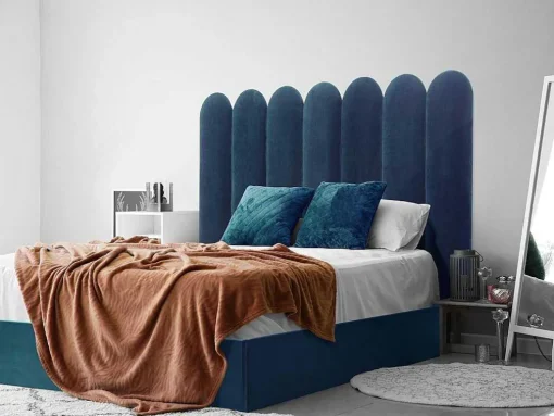 Wandpaneel Voor Hoofdeinde Japi - 210 Cm - Fluweel - Blauw - Van Pascal Morabito