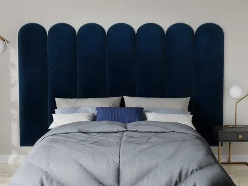 Wandpaneel Voor Hoofdeinde Japi - 210 Cm - Fluweel - Blauw - Van Pascal Morabito