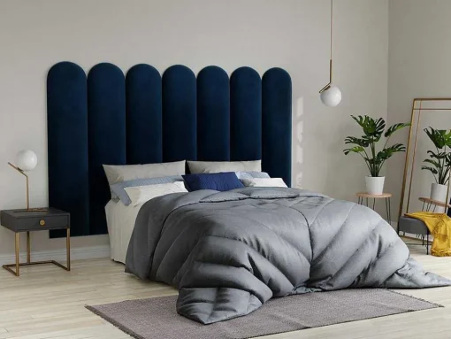 Wandpaneel Voor Hoofdeinde Japi - 210 Cm - Fluweel - Blauw - Van Pascal Morabito