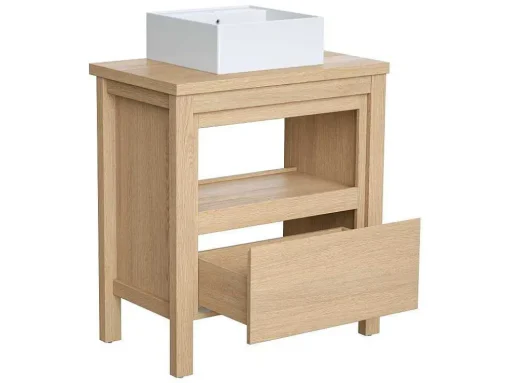 Wastafelmeubel Met Opzetwastafel - Eikenfineer - 80 Cm - Cosmoti