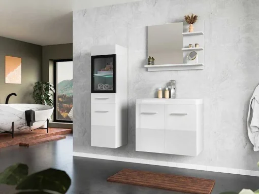 Witte Badkamerkolom Met Leds - L30 X B30 X H109 Cm - Laurine