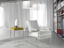 Witte Eco-Lederen Gestoffeerde Fauteuil 5026 Angel Cerda