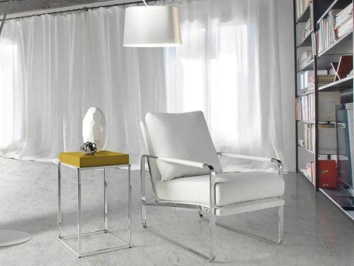 Witte Eco-Lederen Gestoffeerde Fauteuil 5026 Angel Cerda