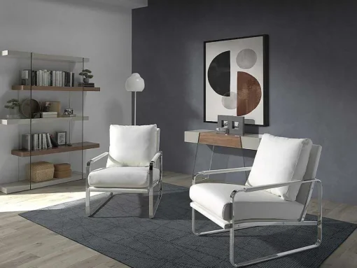 Witte Eco-Lederen Gestoffeerde Fauteuil 5026 Angel Cerda