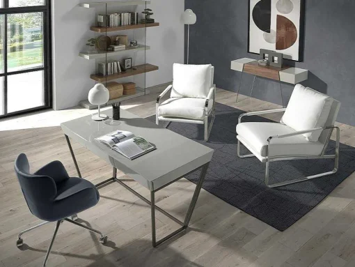 Witte Eco-Lederen Gestoffeerde Fauteuil 5026 Angel Cerda