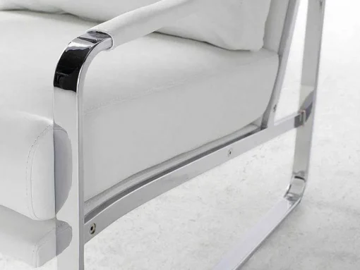 Witte Eco-Lederen Gestoffeerde Fauteuil 5026 Angel Cerda
