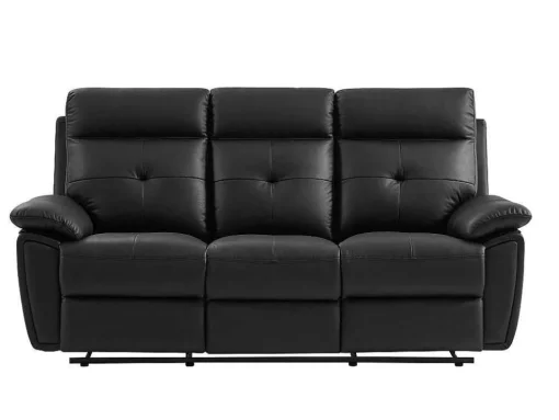 3-Zits-Relaxbank Van Zwart Leer Vineta
