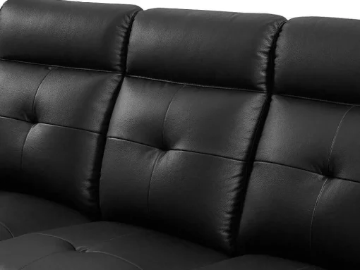 3-Zits-Relaxbank Van Zwart Leer Vineta