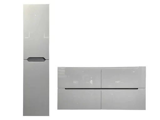 Zwevend Wastafelmeubel Met Dubbel Inbouwbekken En Kast - Grijs - 120 Cm - Selita