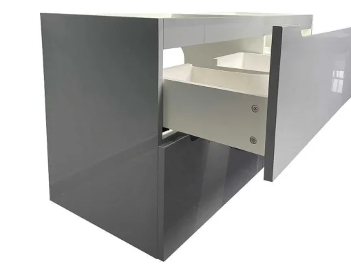 Zwevend Wastafelmeubel Met Dubbel Inbouwbekken En Kast - Grijs - 120 Cm - Selita