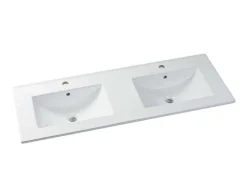 Zwevend Wastafelmeubel Met Dubbel Inbouwbekken En Kast - Grijs - 120 Cm - Selita