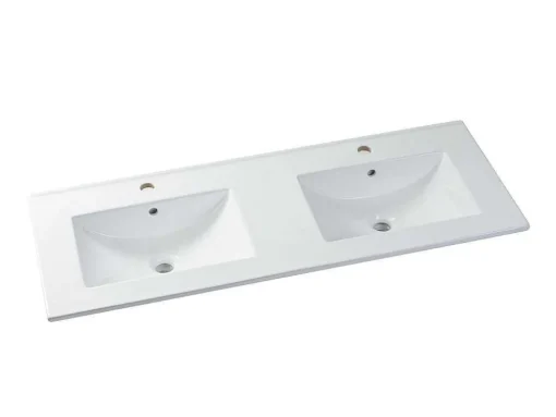 Zwevend Wastafelmeubel Met Dubbel Inbouwbekken En Kast - Grijs - 120 Cm - Selita
